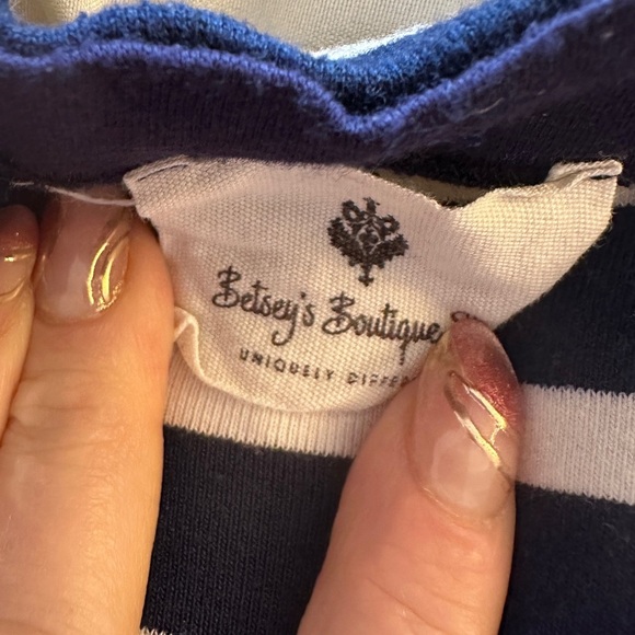 Betseys boutique Shop Navy and White Striped TShirt - Picture 3 of 3